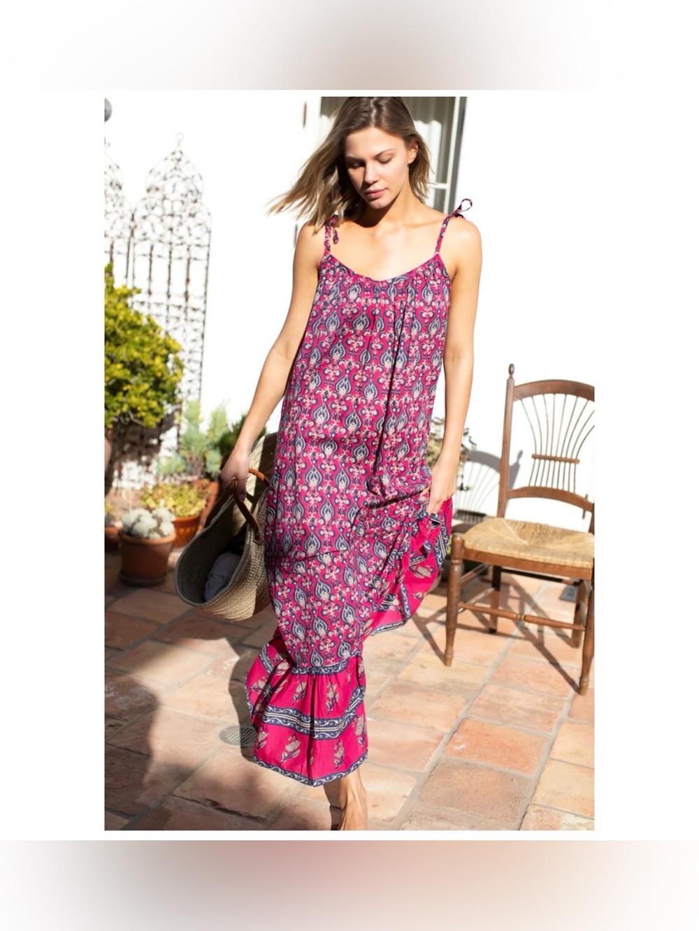NWT Emerson Fry India Collection Sundress Indigo Boho Cottage Coastal Sz M/L